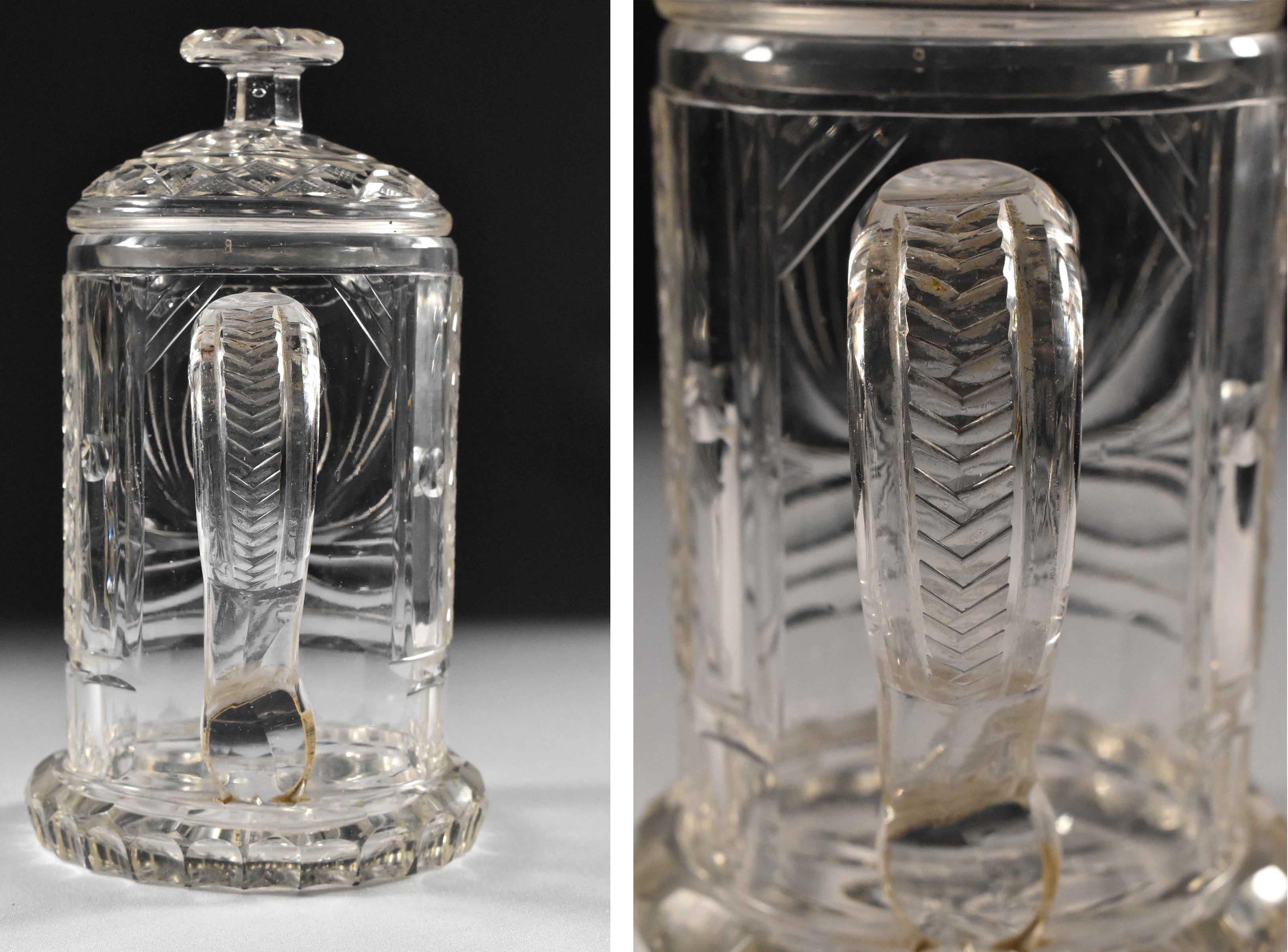 Verre Soupière en verre taillé et gravé avec des armoiries, 18e/19e siècle en vente