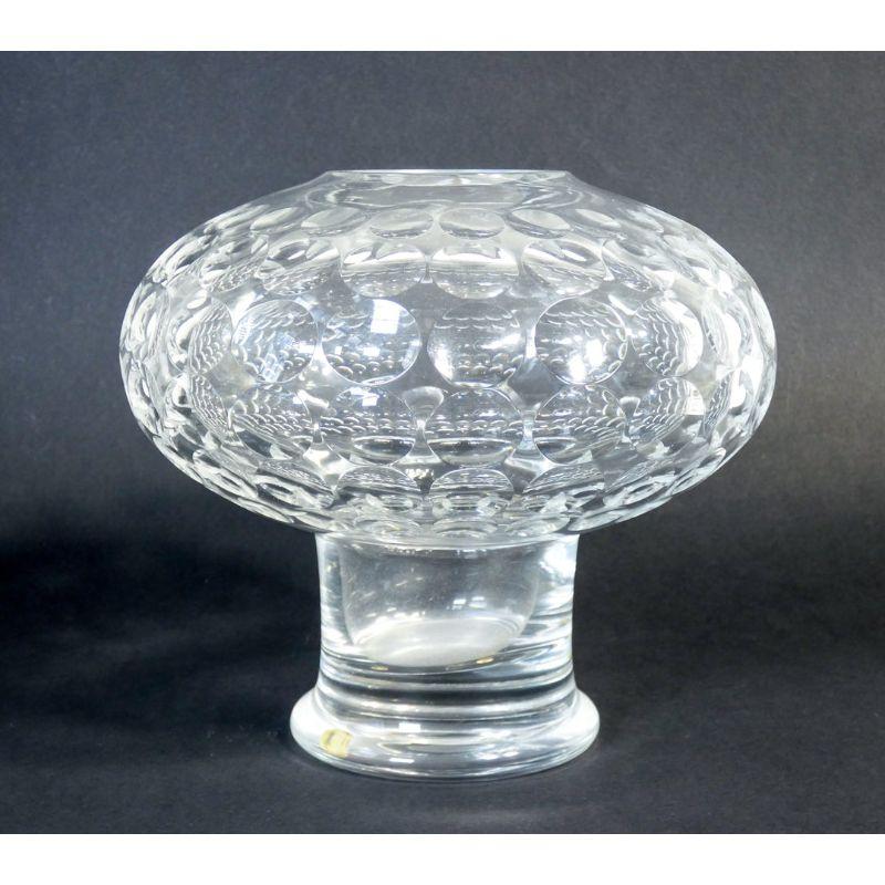 20th Century Cut and Signed Crystal Vase, Italian Design For Sale