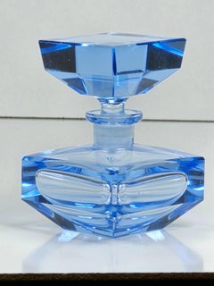 Cut Blue Crystal Art Deco Perfume Bottle