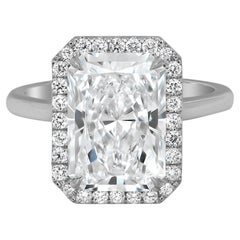 Cut Cornered Rectangular Lab Grown Diamond Engagement Ring 18K White Gold 4.27Ct