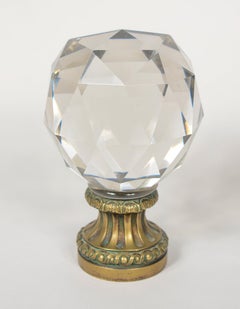 Cut Crystal and Brass Newel Post Finial, Late 19th Century