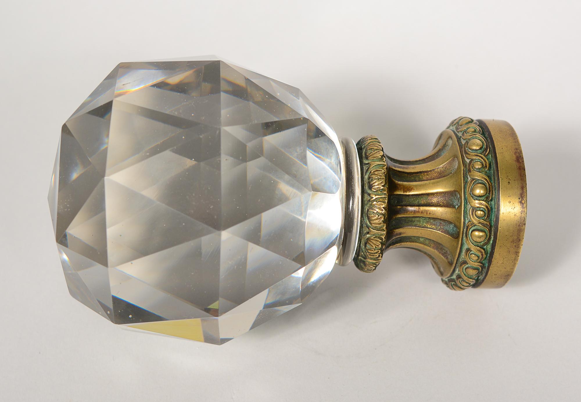 Cut Crystal and Brass Newel Post Finial, Late 19th Century 1
