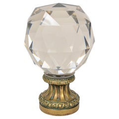 Antique Cut Crystal and Brass Newel Post Finial, Late 19th Century