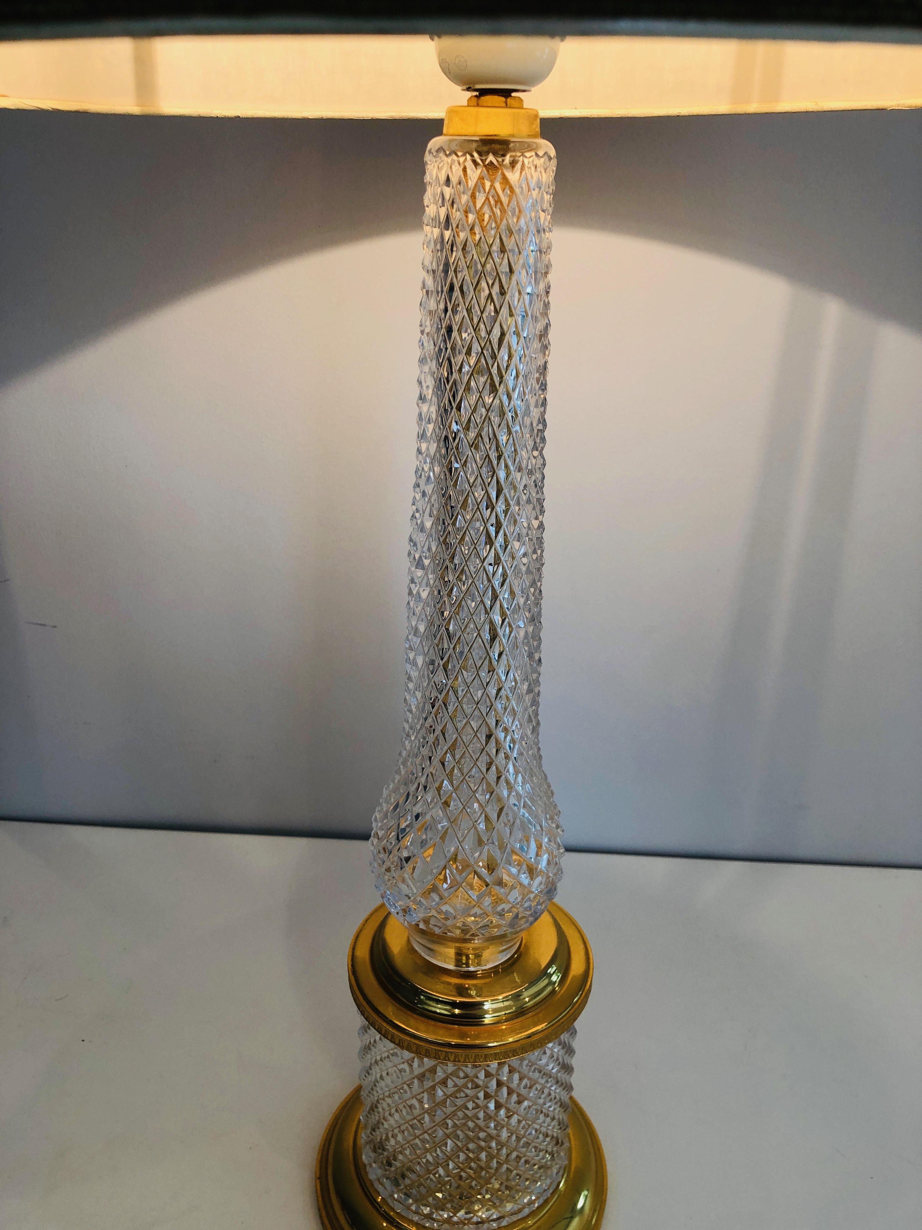 Cut Crystal and Gilt Metal Table Lamp, French, Circa 1970 5