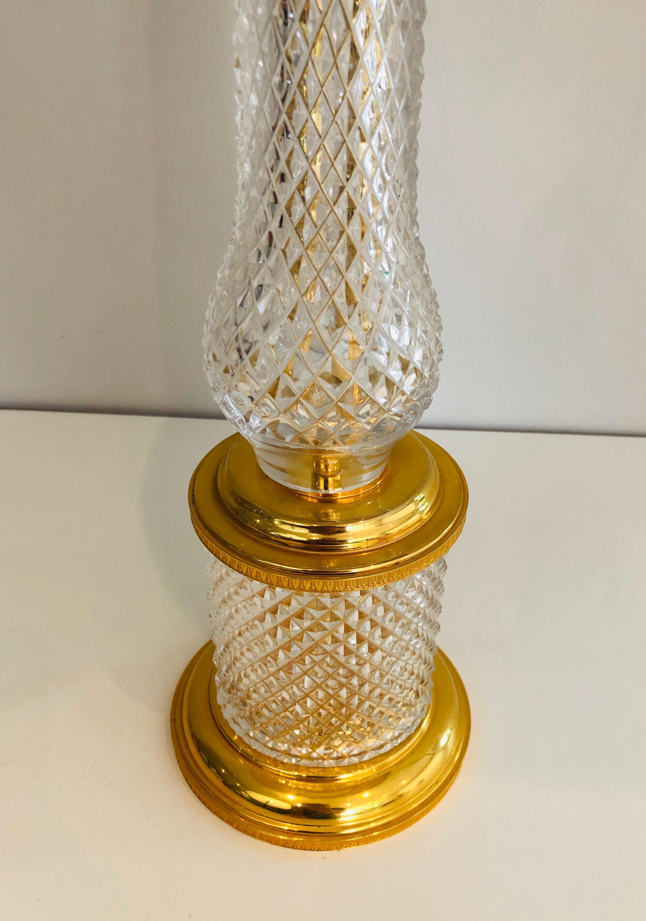 Cut Crystal and Gilt Metal Table Lamp, French, Circa 1970 6