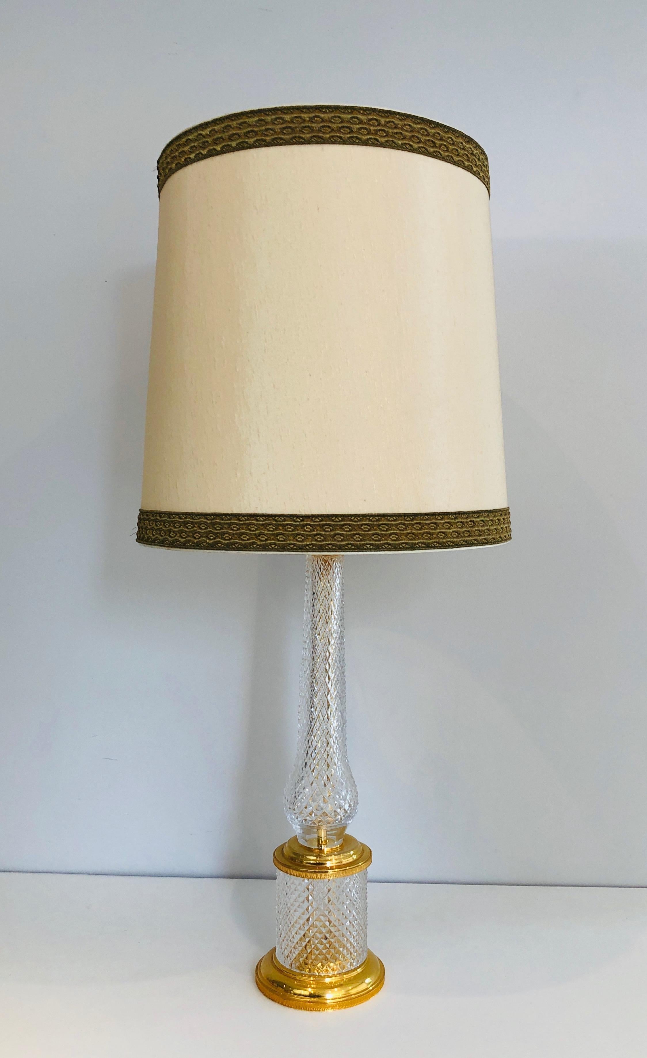 Cut Crystal and Gilt Metal Table Lamp, French, Circa 1970 7