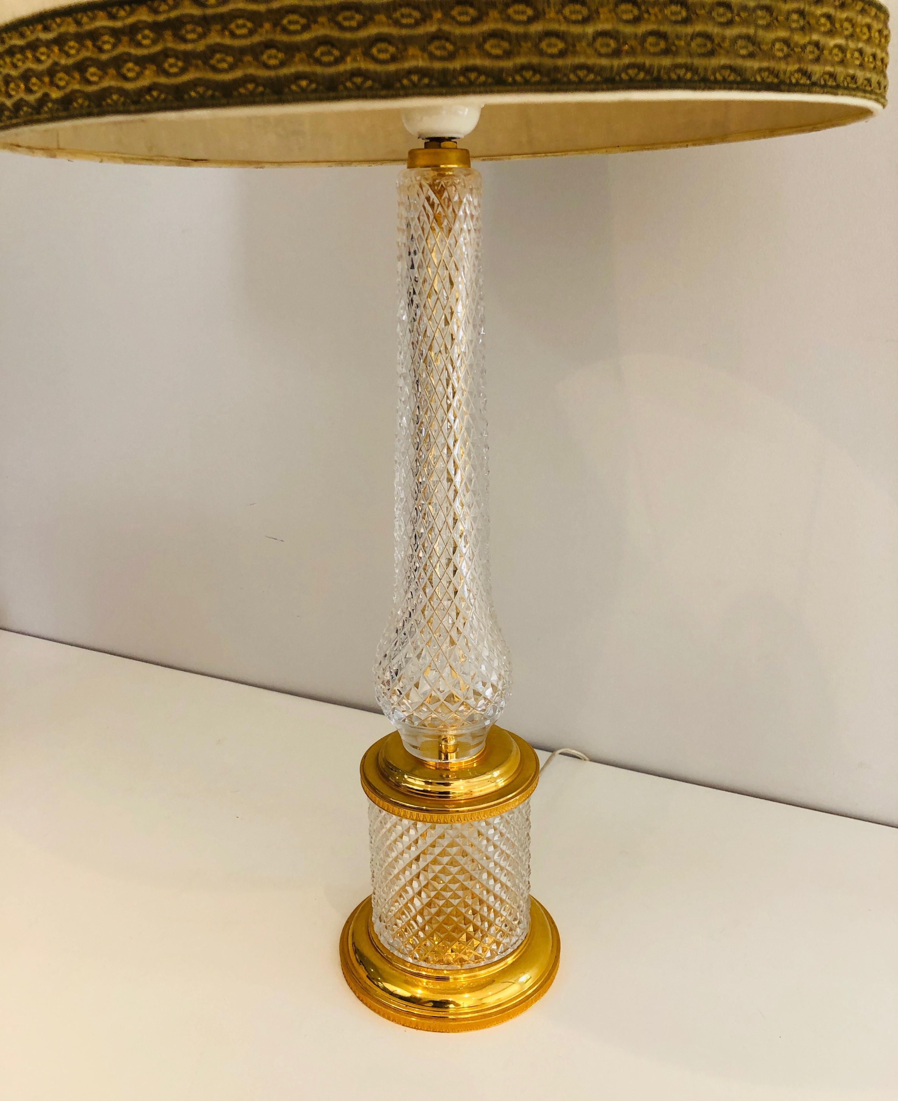 Cut Crystal and Gilt Metal Table Lamp, French, Circa 1970 9