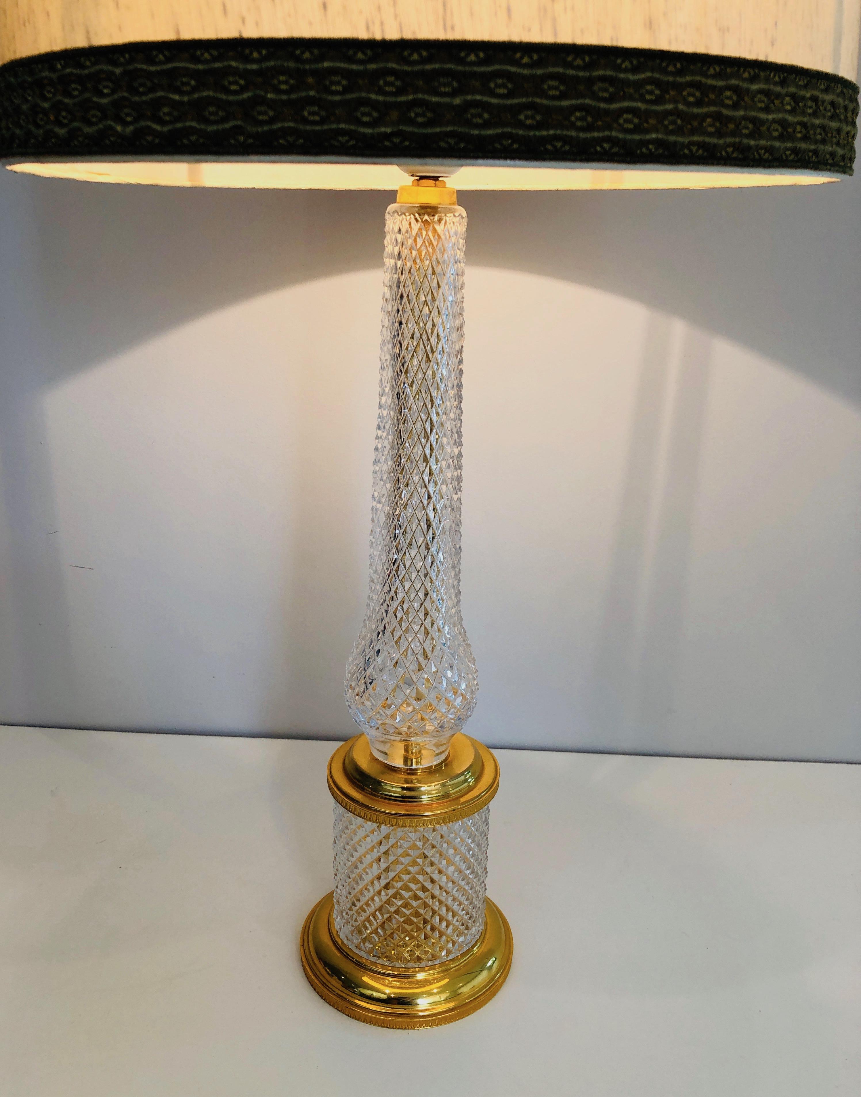 Cut Crystal and Gilt Metal Table Lamp, French, Circa 1970 10