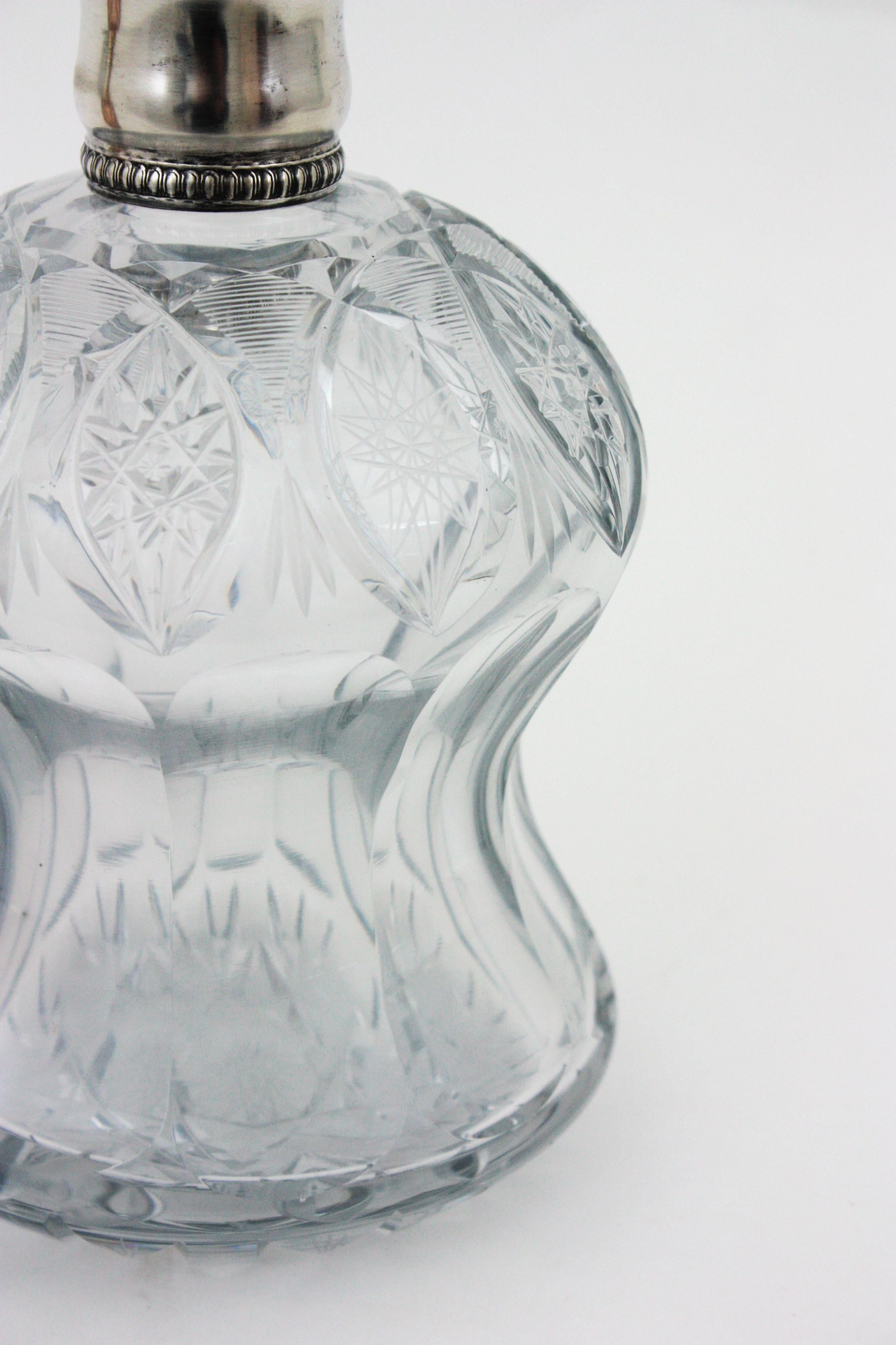 Getränke-Dekanter-Set aus Bernstein und klarem, geschliffenem Kristall und Silber im Angebot 13