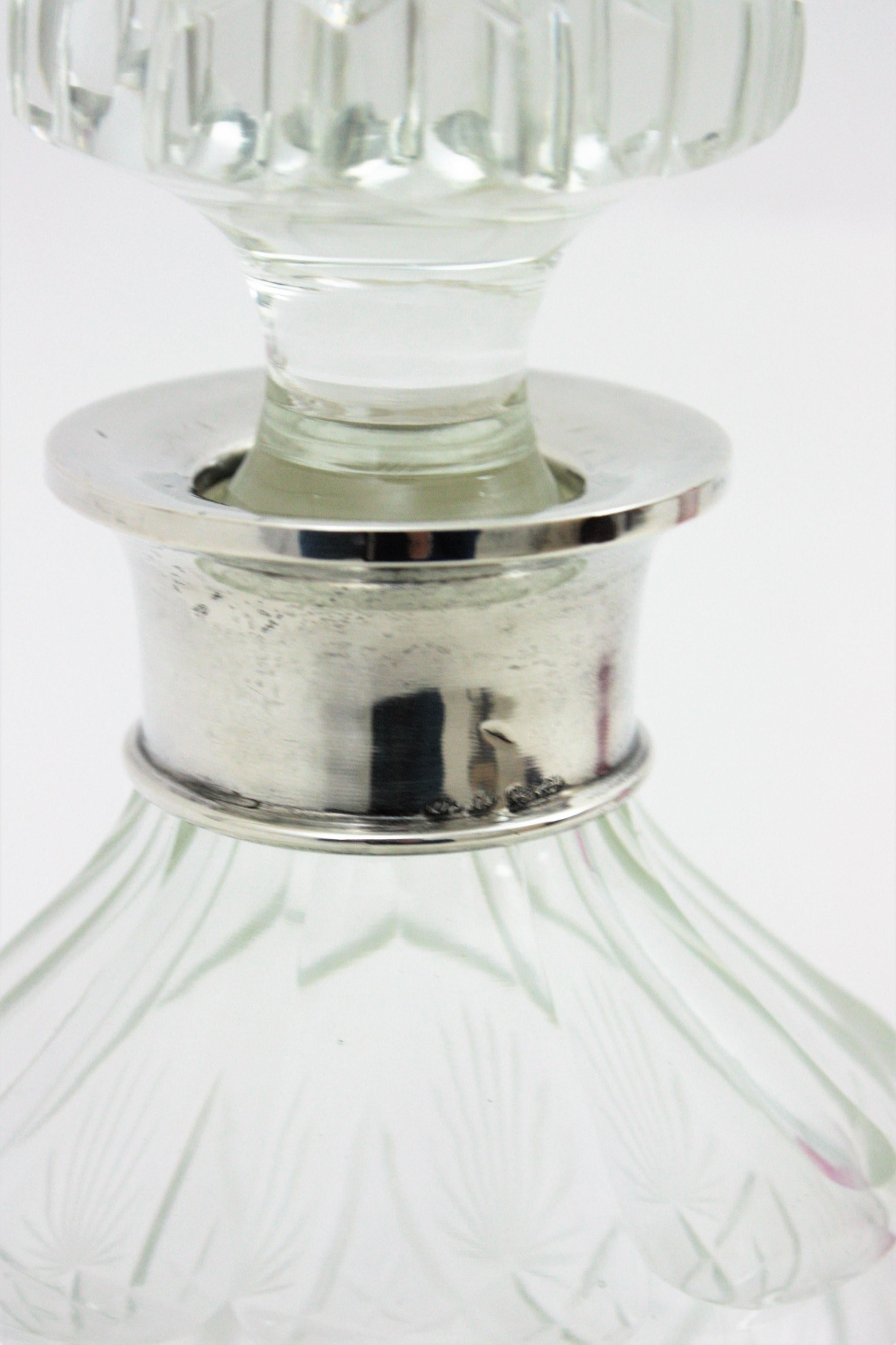 Argento Set di decanter per bevande in cristallo rosa e trasparente e argento in vendita