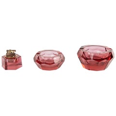 Vintage Cut Crystal Ashtrays and Lighter