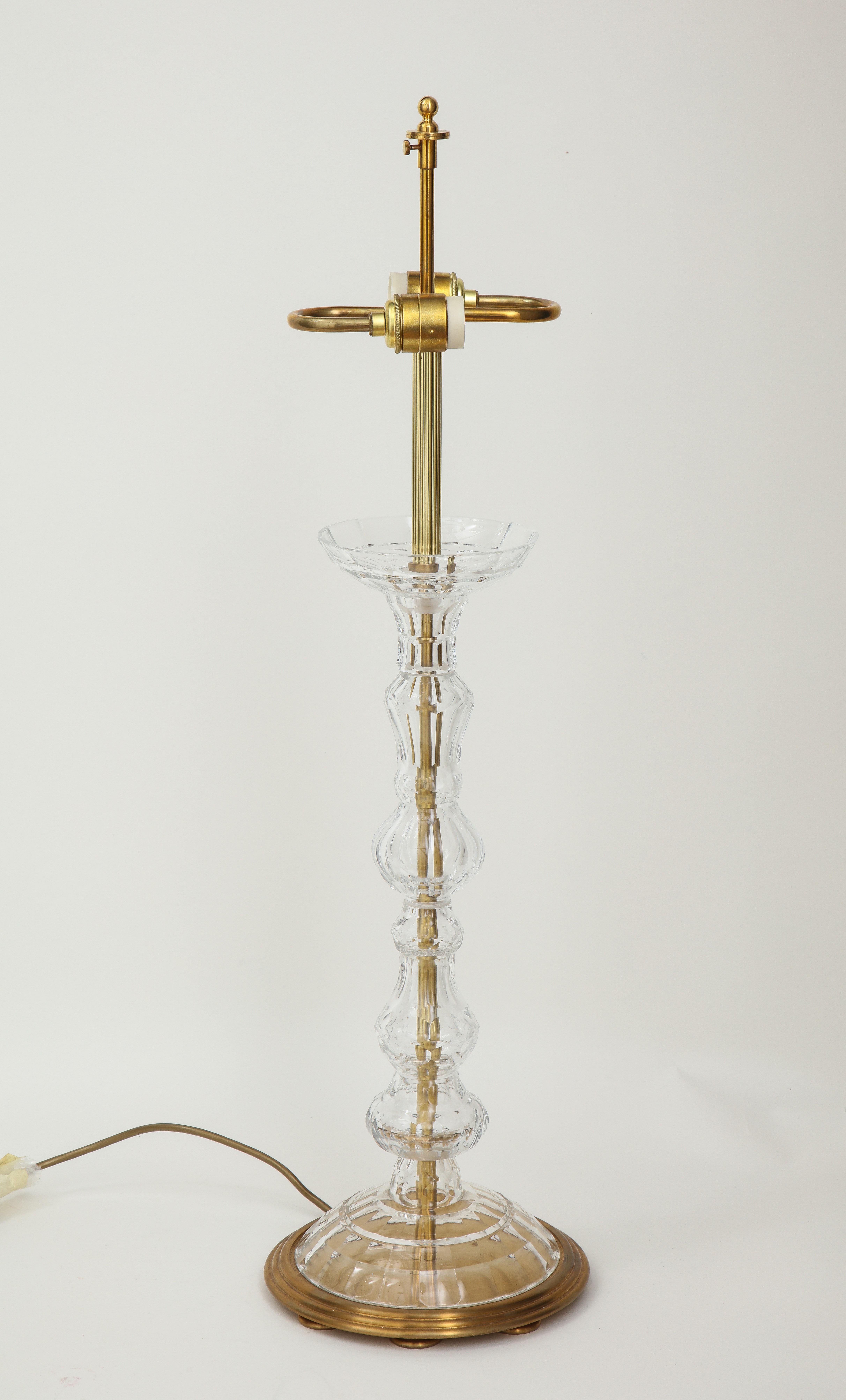 Form based on a candlestick. Beautiful quality and a go-to for the interior designer Mario Buatta. Most likely purchased from Colefax and Fowler. From his personal collection. Height to top of glass: 21.25