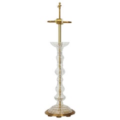 Cut Crystal Ball and Brass Columnar Table Lamp