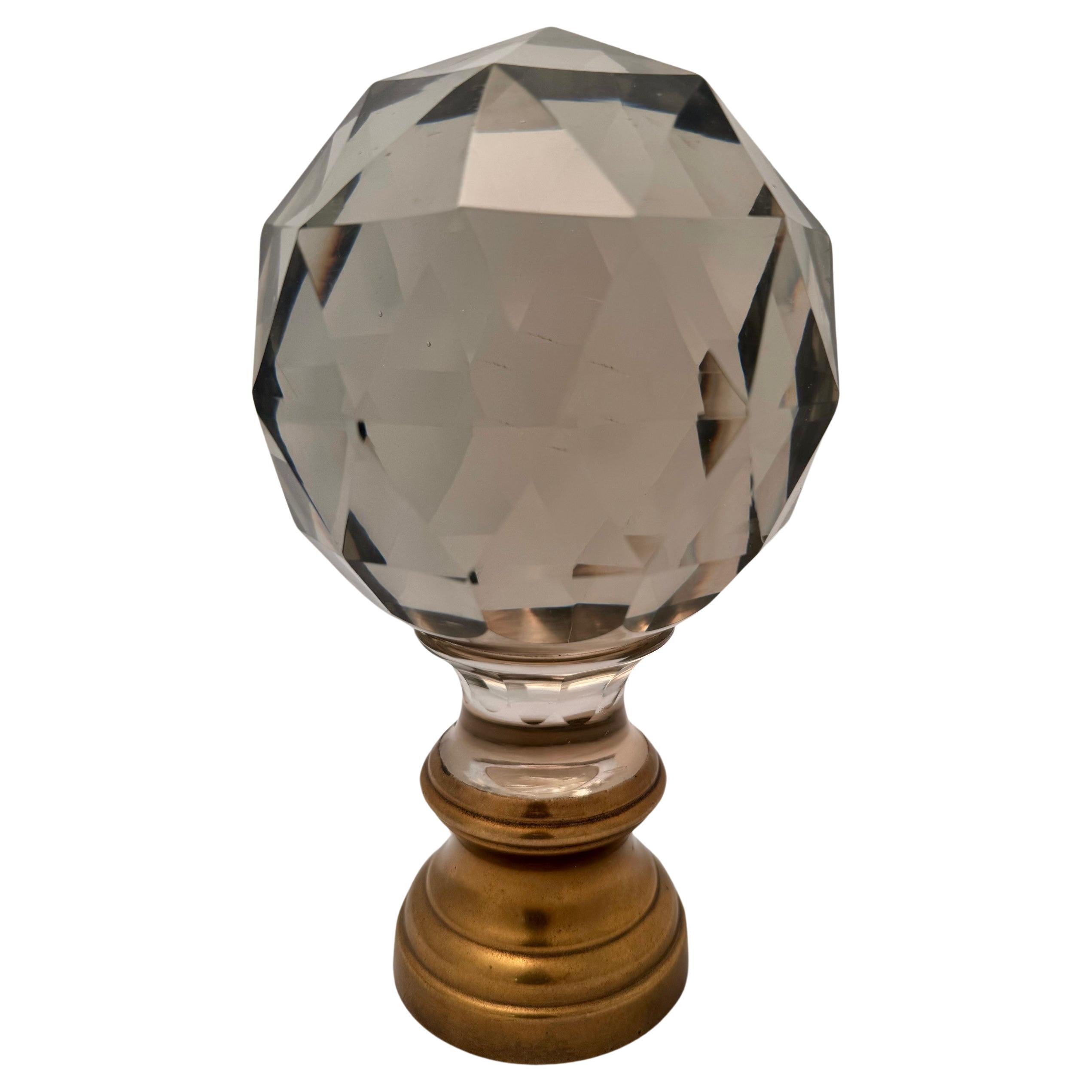 Boule d'Escalier en cristal taillé, fleuron d'escalier français, 19ème C.