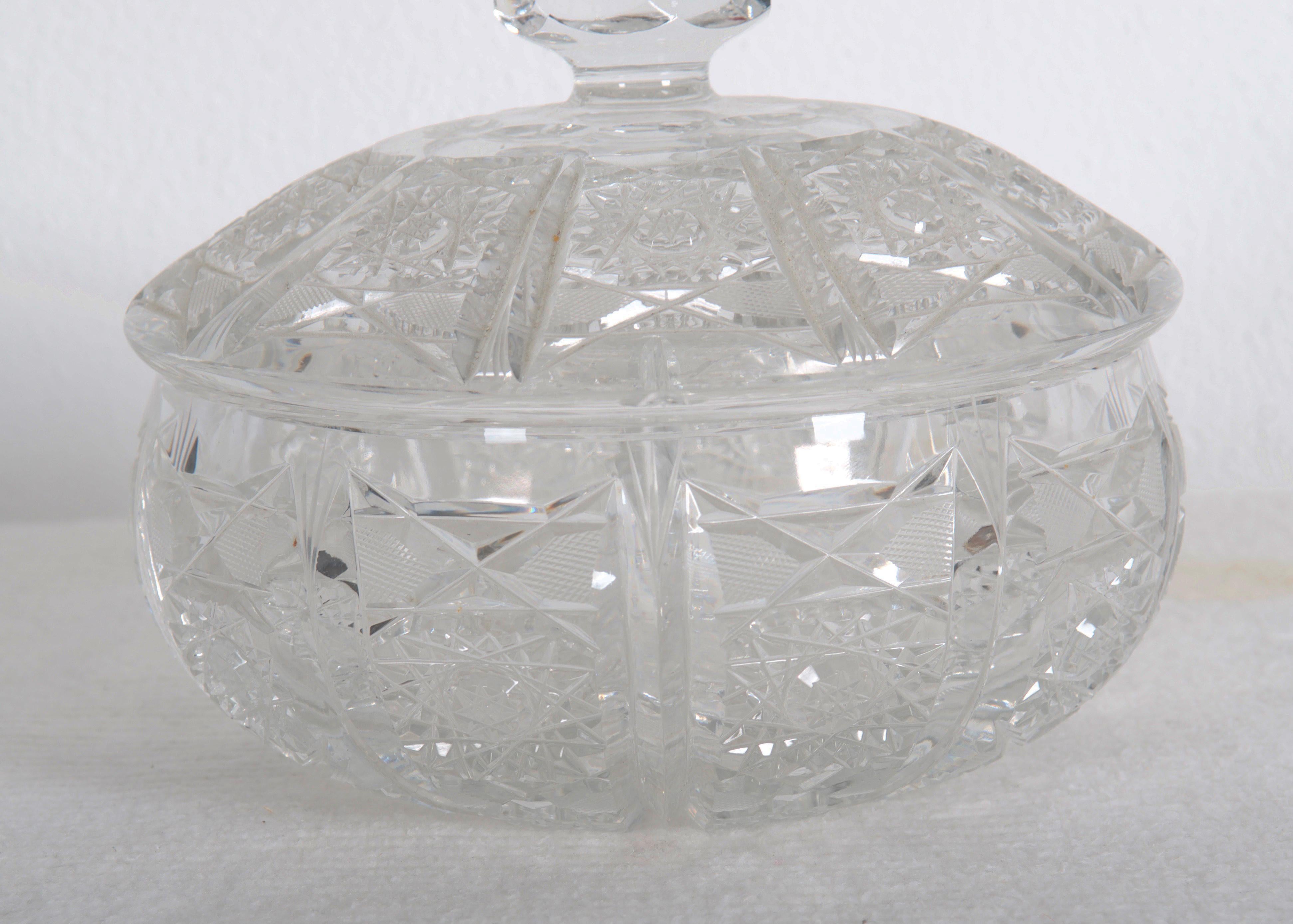 small crystal bowl with lid