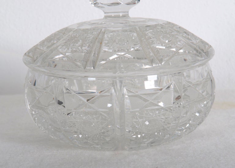 Cut Crystal Bowl with Lid For Sale at 1stDibs