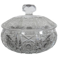 Cuenco de cristal tallado con tapa