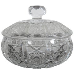 Vintage Cut Crystal Bowl with Lid