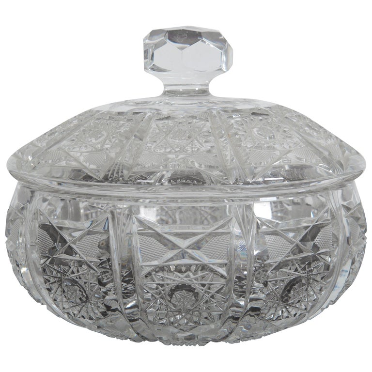 Cut Crystal Bowl with Lid For Sale at 1stDibs  small crystal bowl with lid,  crystal bowl with cover, crystal glass bowl with lid