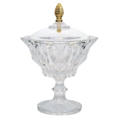 Retro Cut Crystal / Brass Covered Serving Piece