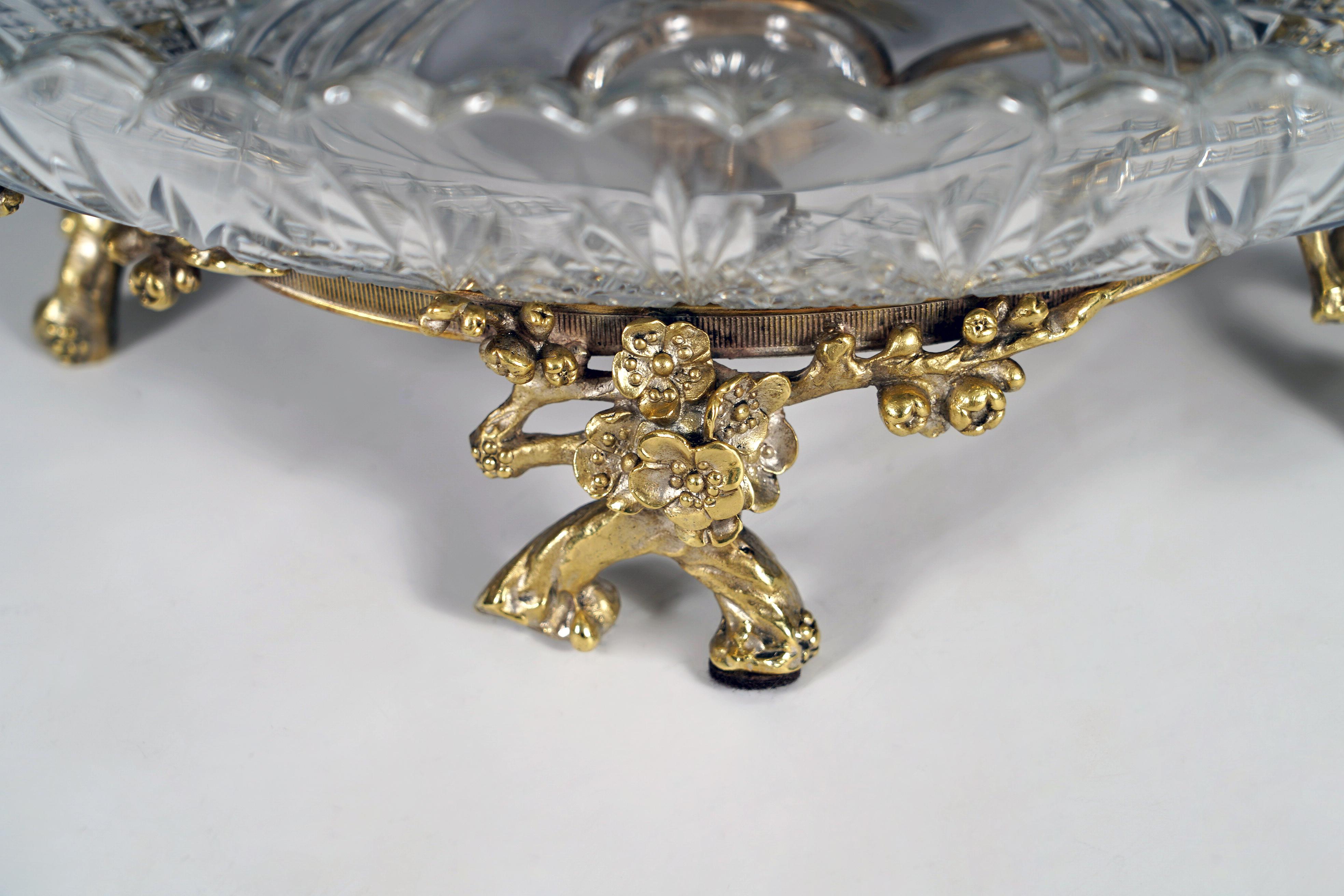 Argenté Centre de table en cristal taillé attr. à Baccarat, France, vers 1880 en vente