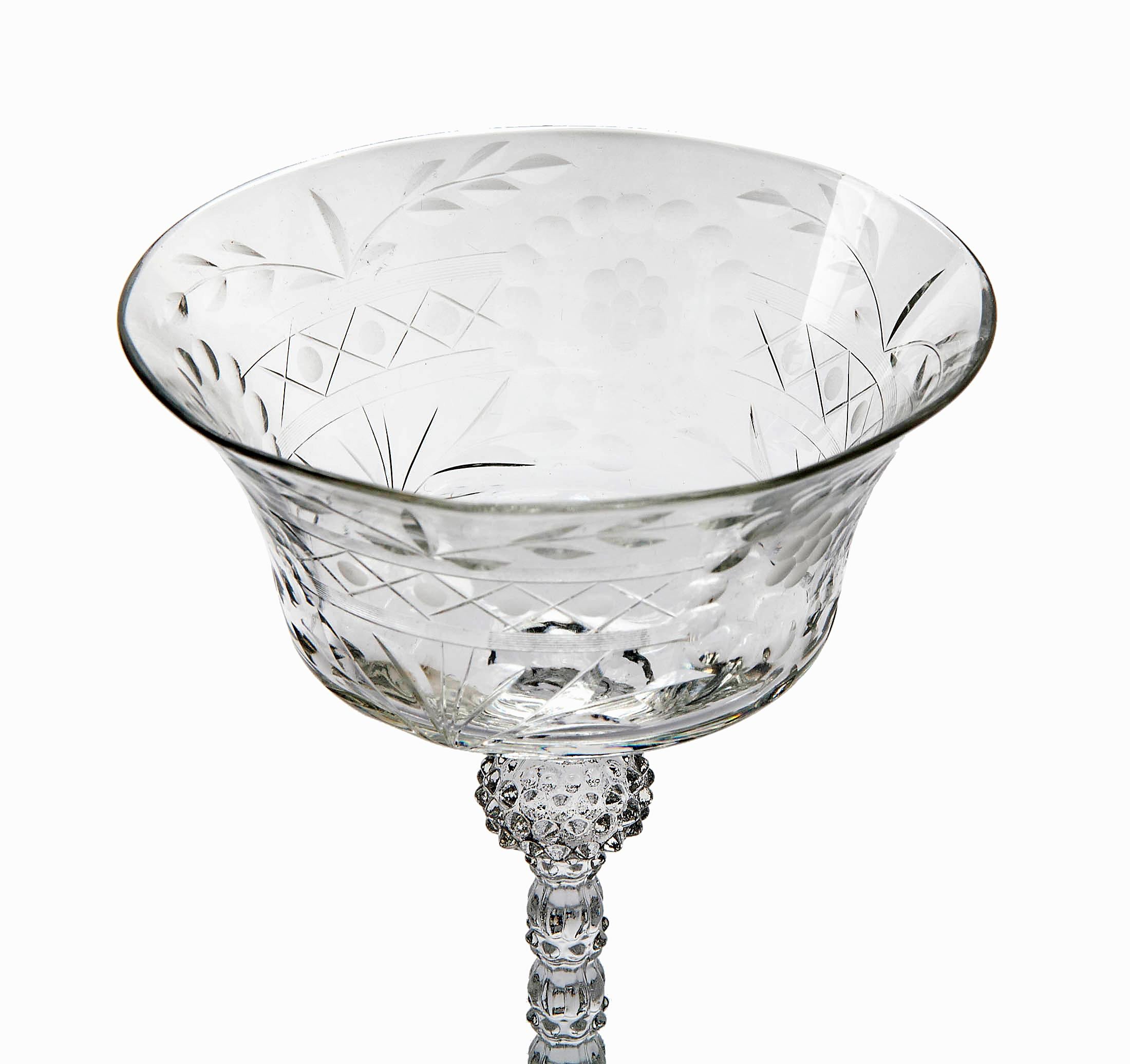 Champagner Coupes aus geschliffenem Kristall; Set/5  (20. Jahrhundert) im Angebot