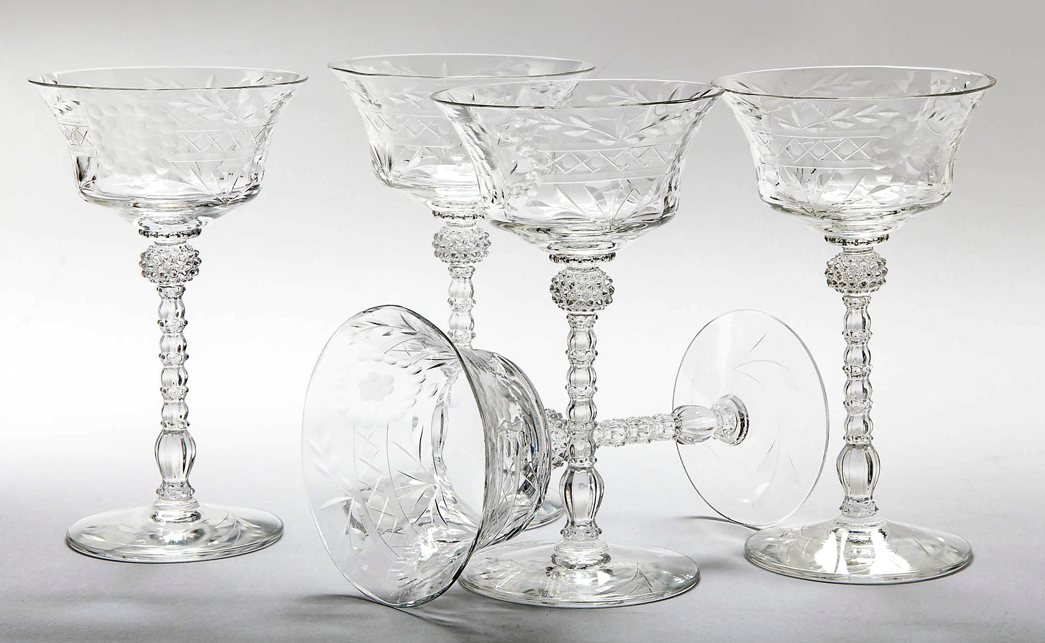 Cut Crystal Champagne Coupes; Set/5  For Sale