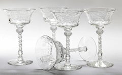Retro Cut Crystal Champagne Coupes; Set/5 