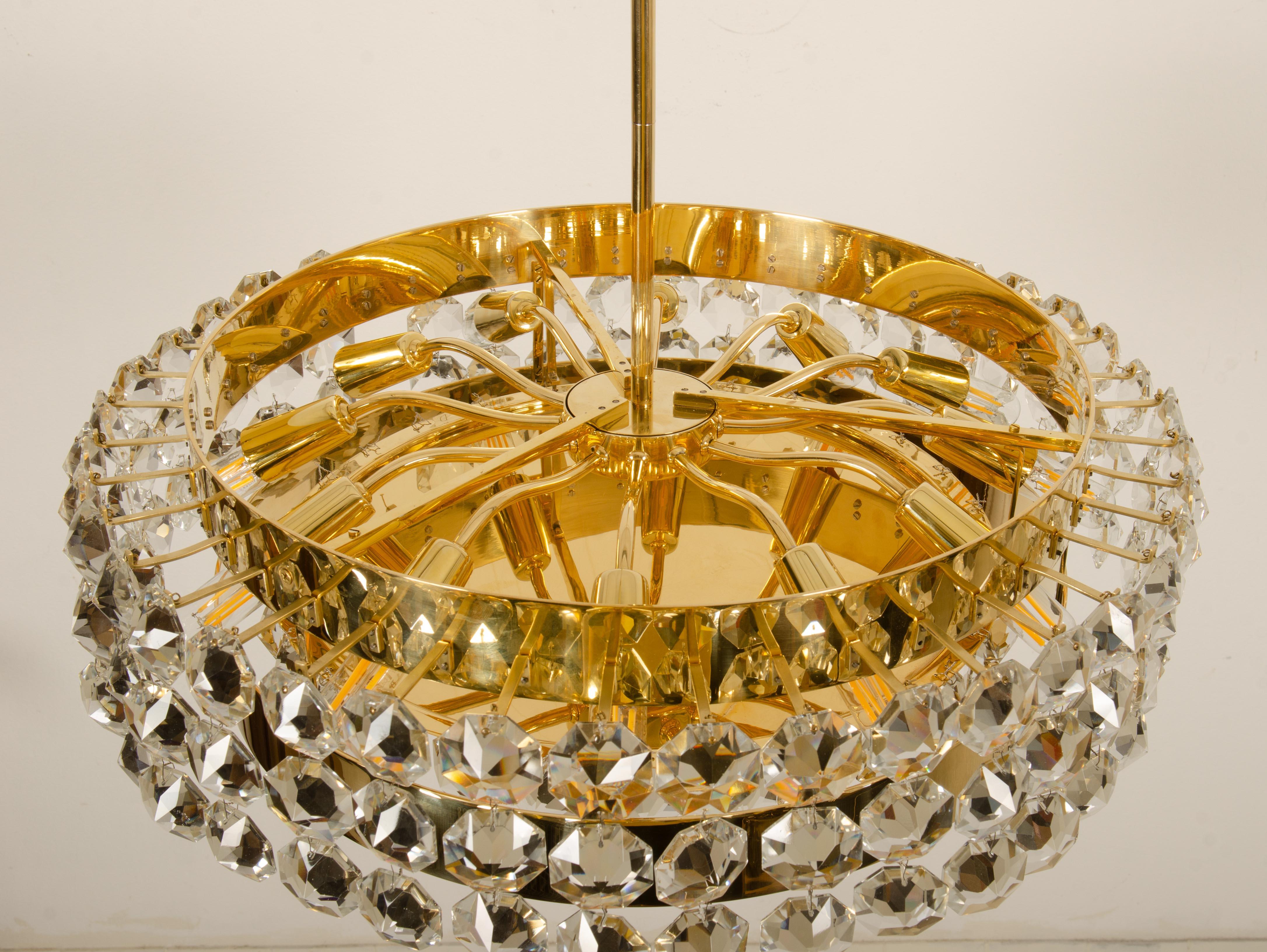 Mid-Century Modern Cut Crystal Chandelier by Bakalowits  For Sale