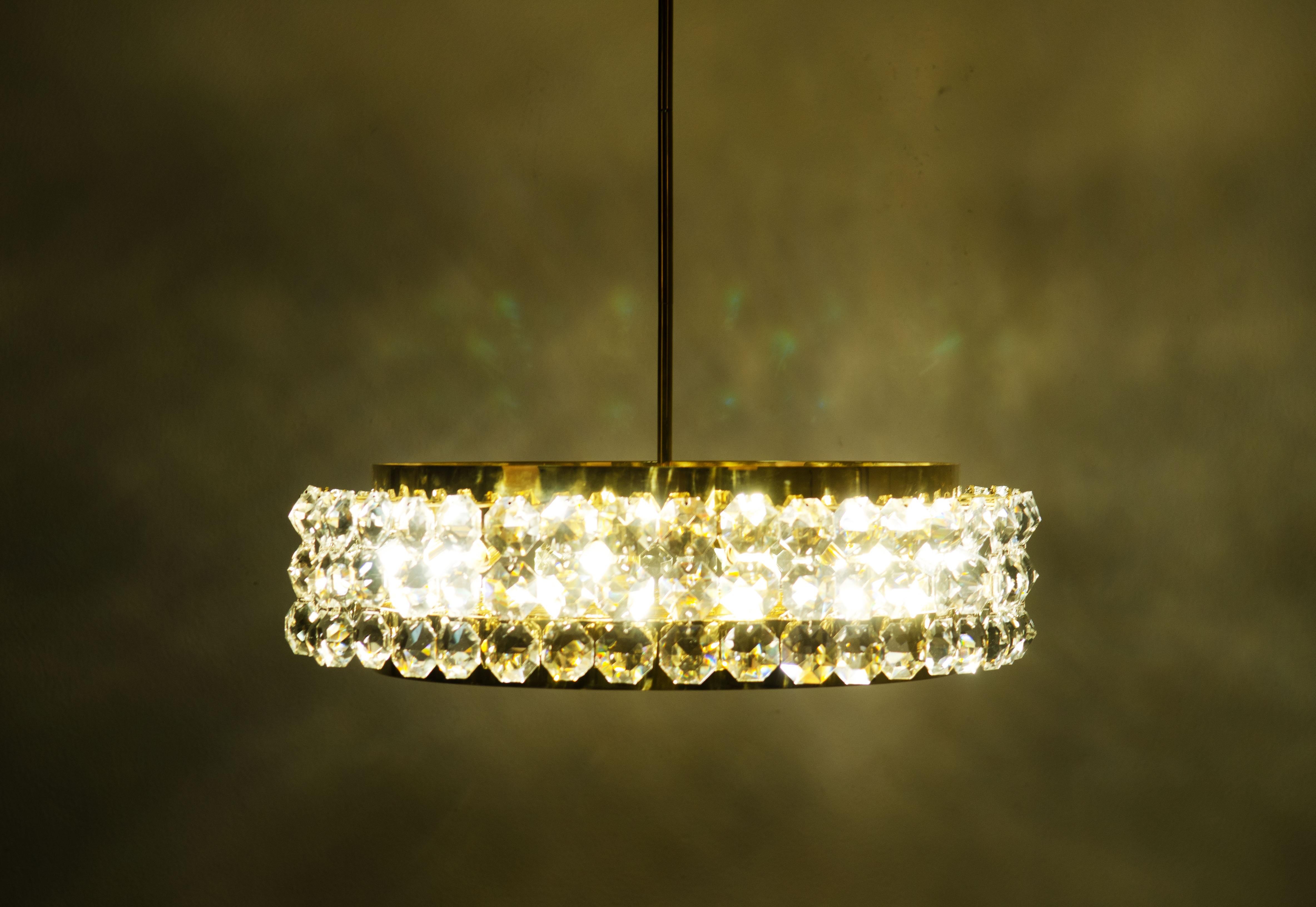 Mid-20th Century Cut Crystal Chandelier by Bakalowits  For Sale