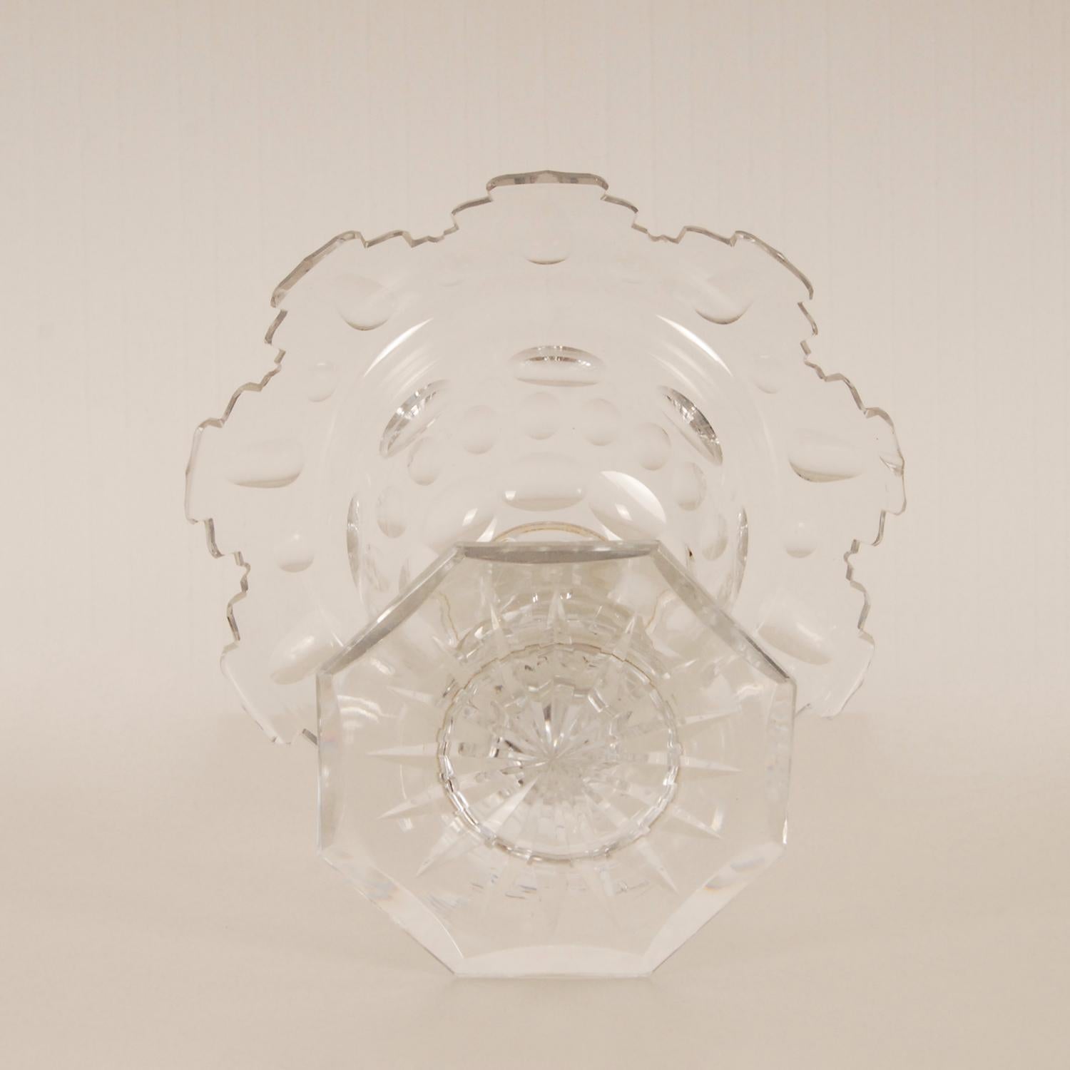 Cut Crystal Coupe Ginger Jar Footed Drageoir Compotier With Cover 19th Century  For Sale 7