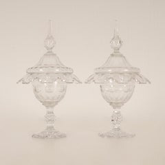 Cut Crystal Coupe Ingwerglas Krug mit Fuß Drageoir Compotier mit Deckel 19. Jahrhundert