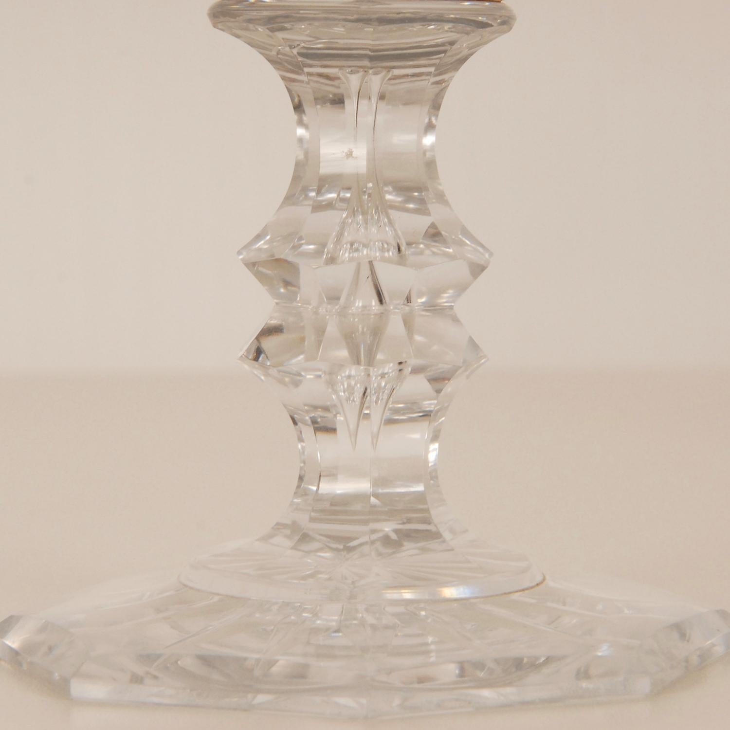 Biedermeier Cut Crystal Coupe Ginger Jar Footed Drageoir Compotier With Cover 19th Century  For Sale