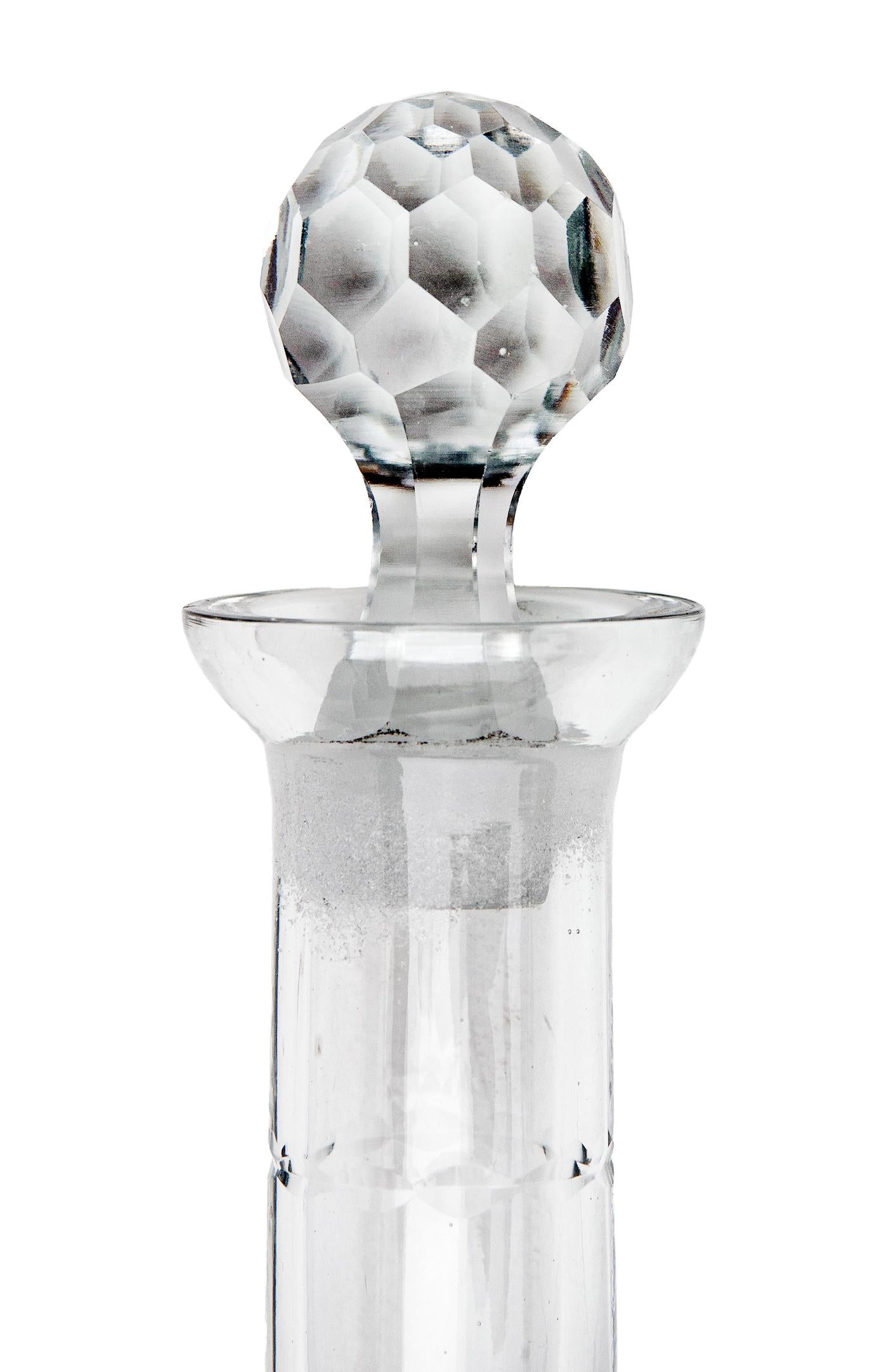 Mid-Century Modern Cut Crystal Decanters, a set of 2