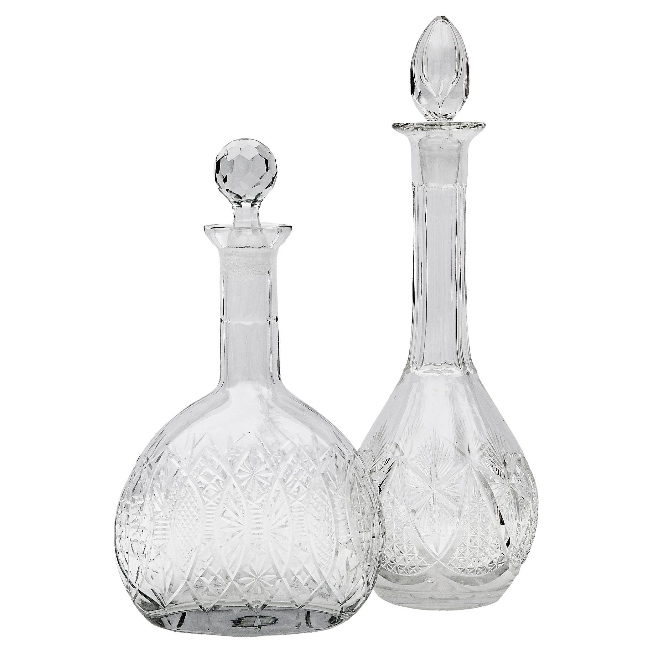 Cut Crystal Decanters, a set of 2