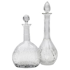 Carafes en cristal taillé, set de 2