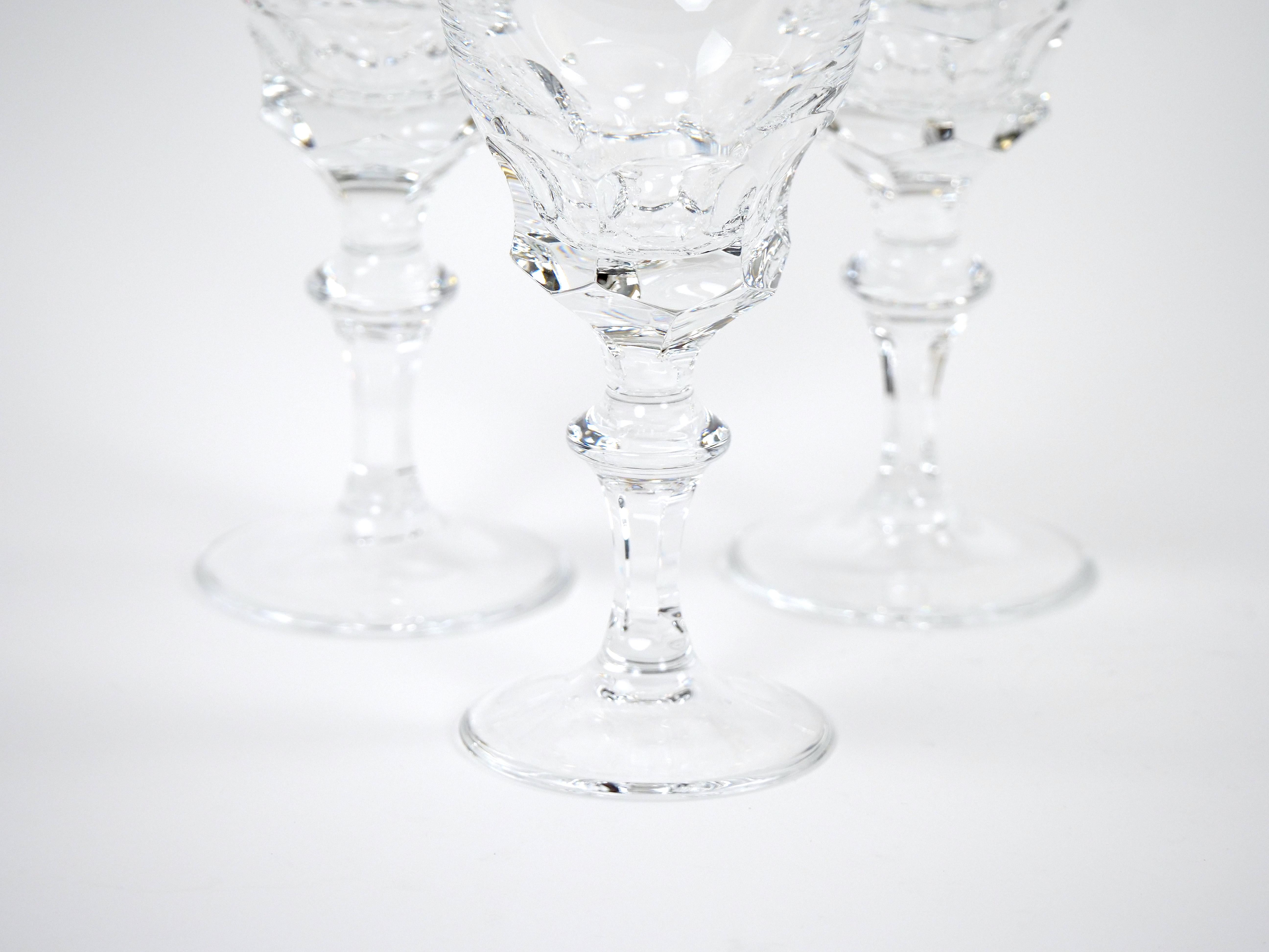 20th Century Cut Crystal Double Trim Gold Decorated Tall  Wine / Water Service / 8 People For Sale
