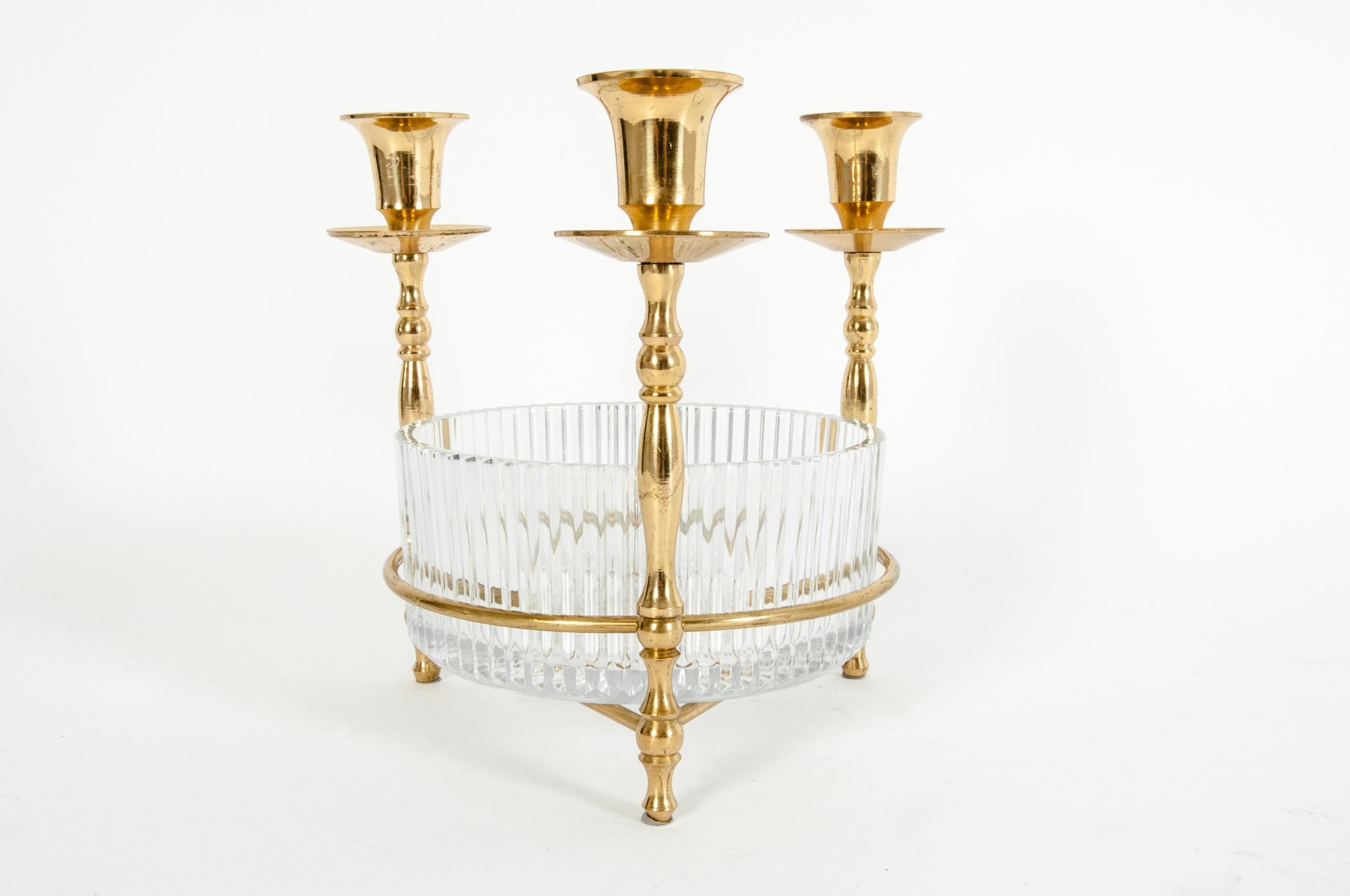 Cut Crystal / Gilt Brass Holding Candlestick Decorative Piece 3