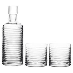 Bargeschirr-Geschenk-Set aus geschliffenem Kristallglas mit Dekanter und Karaffe, 2 Bechern, gefertigt in Italien