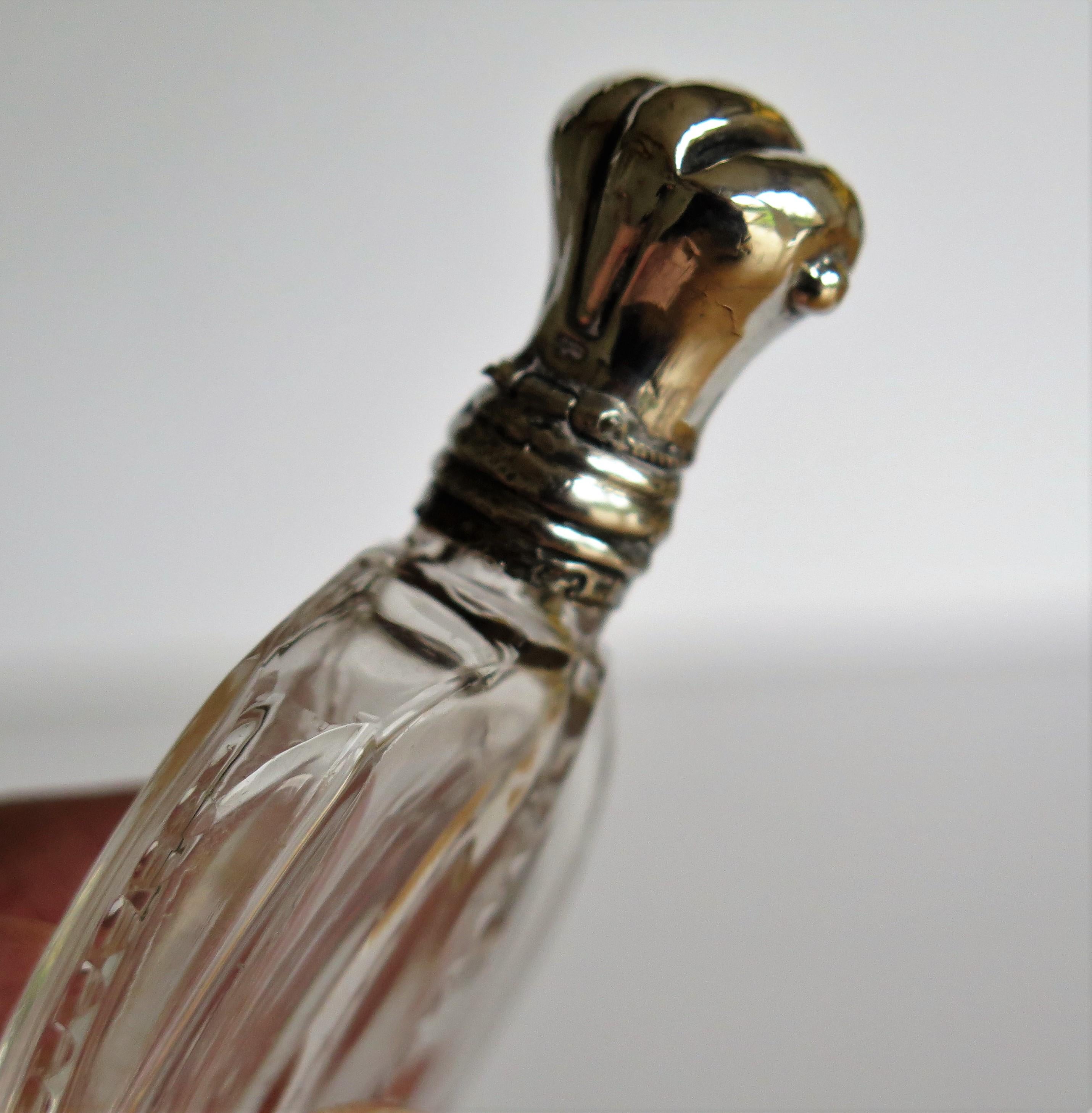 Cut Crystal Glass Perfume Bottle with Silver Top, French, Late 19th Century 9