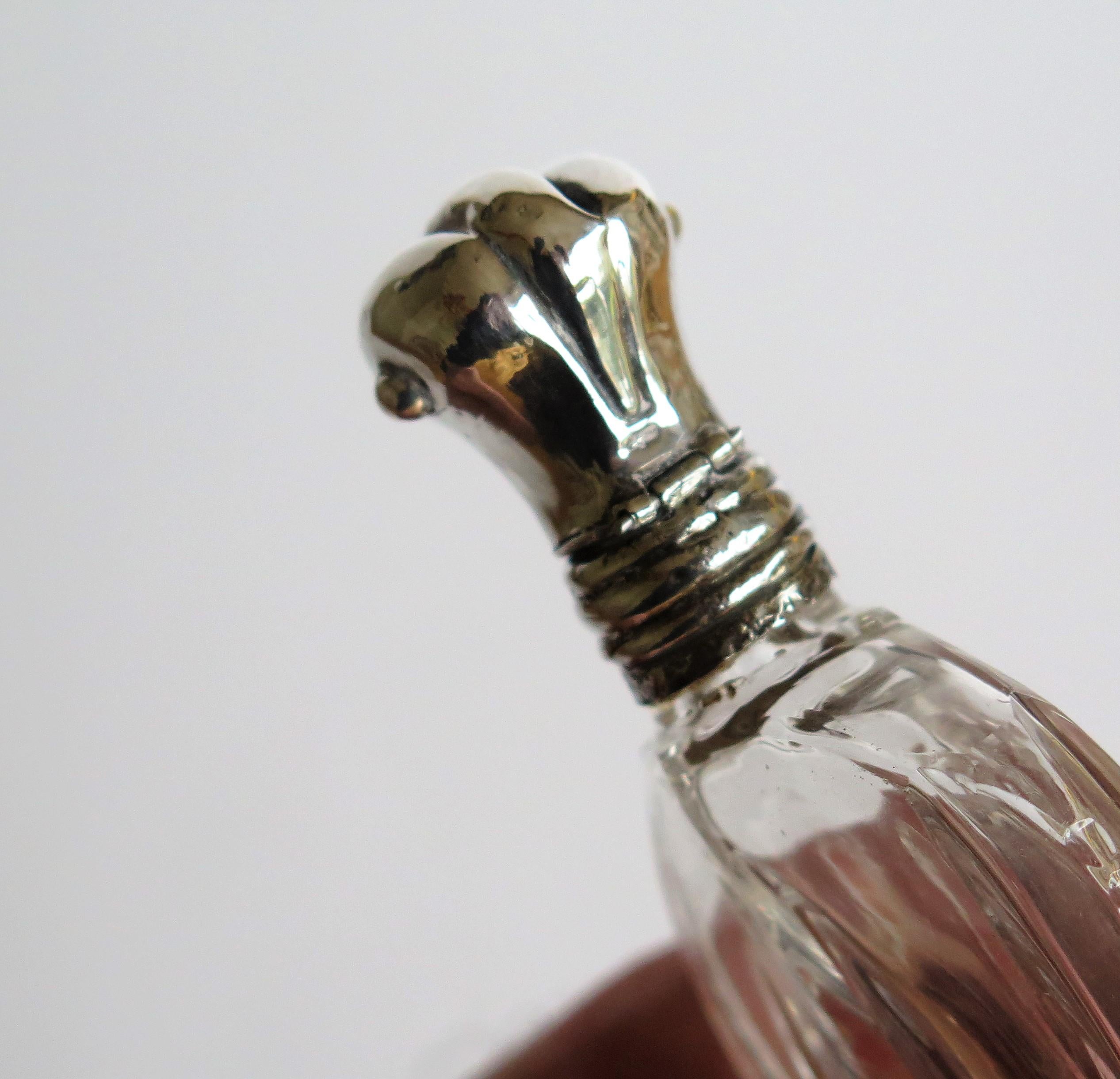 Cut Crystal Glass Perfume Bottle with Silver Top, French, Late 19th Century 10