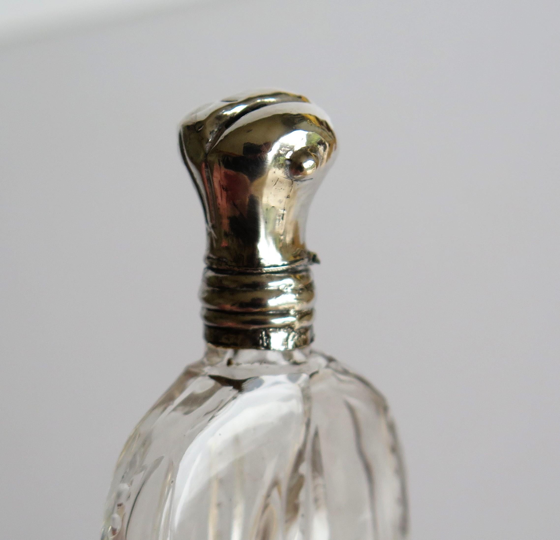 Cut Crystal Glass Perfume Bottle with Silver Top, French, Late 19th Century 11