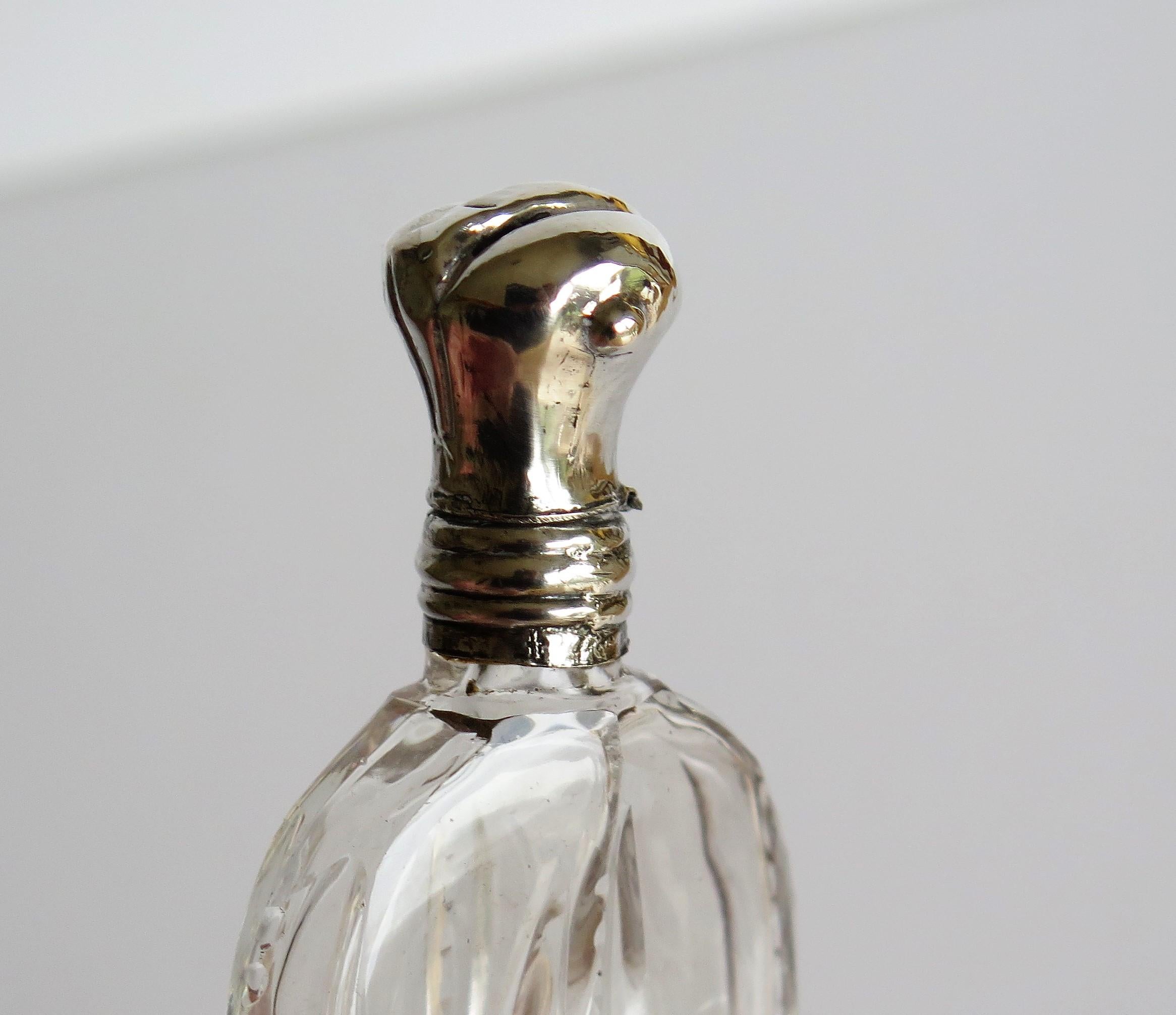 Cut Crystal Glass Perfume Bottle with Silver Top, French, Late 19th Century 12