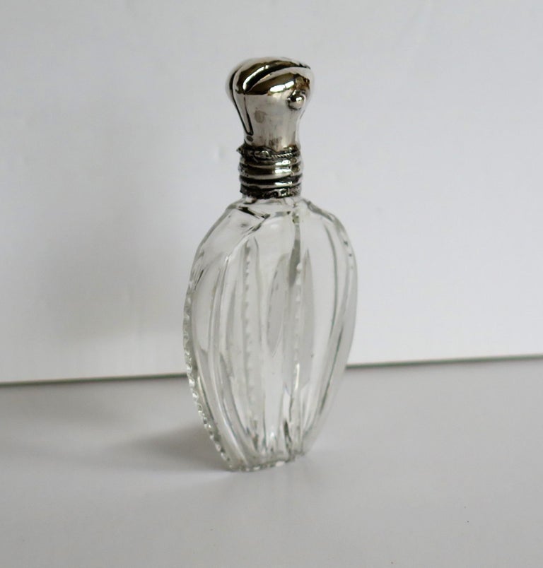 Cut Crystal Glass Perfume Bottle with Silver Top, French, Late 19th ...