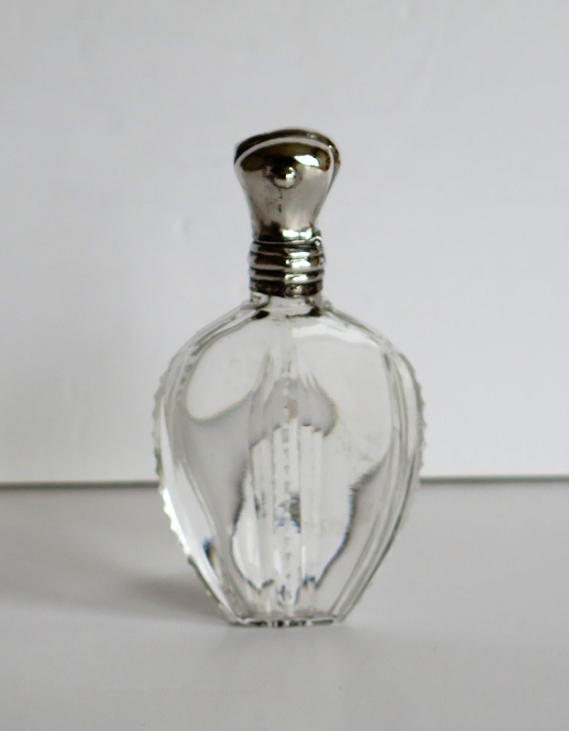 Cut Crystal Glass Perfume Bottle with Silver Top, French, Late 19th Century 1