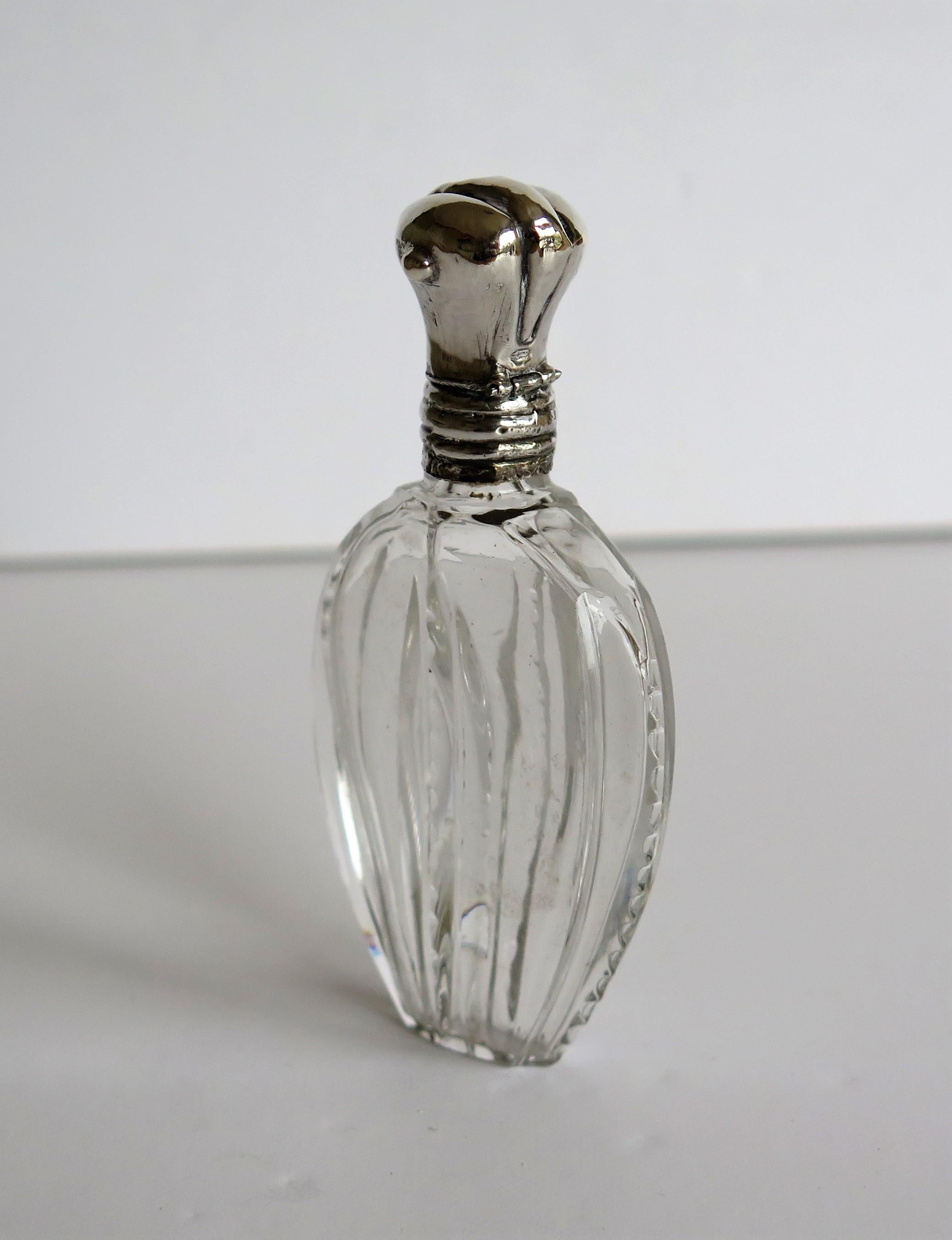 Cut Crystal Glass Perfume Bottle with Silver Top, French, Late 19th Century 2