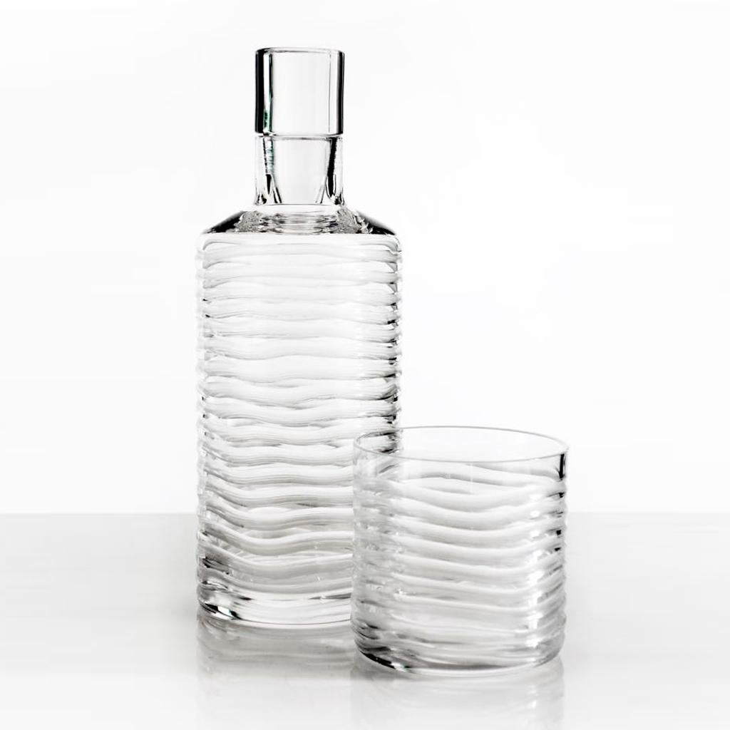 Juego de 4 vasos de cristal tallado Barware Hecho a mano en Italia Tallado a mano en venta