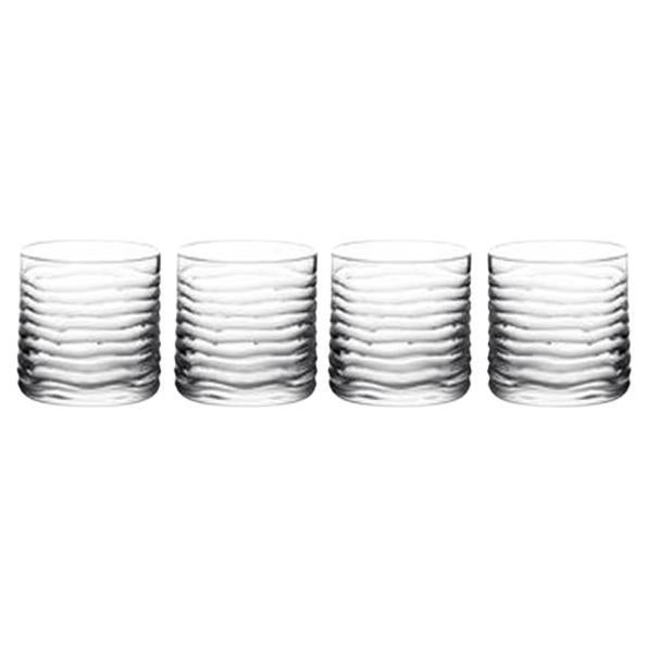 Cut Crystal Glass Set of 4 Tumblers Barware Handcrafted in Italy