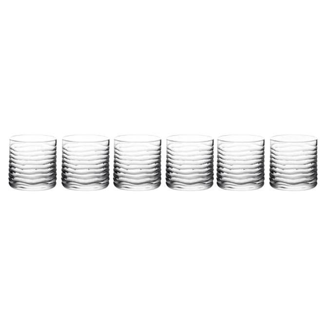 Cut Crystal Glass Set of 6 Tumblers Barware Handcrafted in Italy