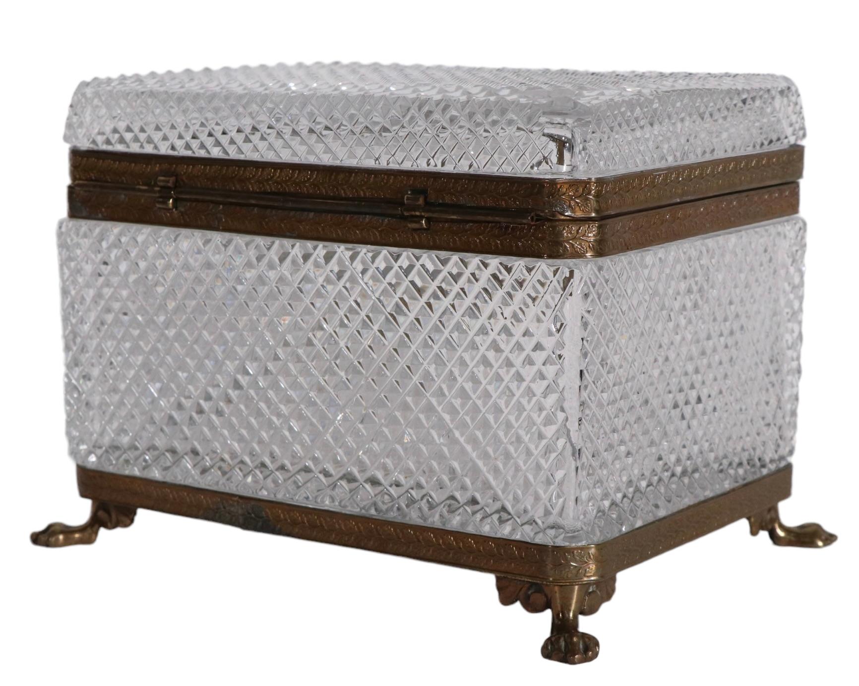 Cut Crystal Jewelry Box with Ormolu Mounts Att. to Baccarat For Sale at